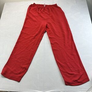 Vintage Red 100% Silk Lounge Pajama Pants Women's 10 Wide Leg Drawstring